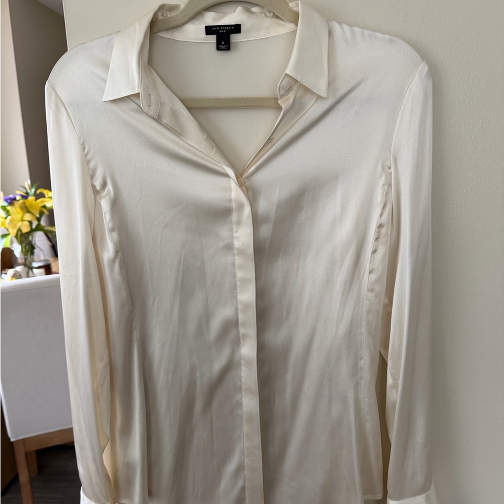 Ann Taylor Cream Silk Blouse